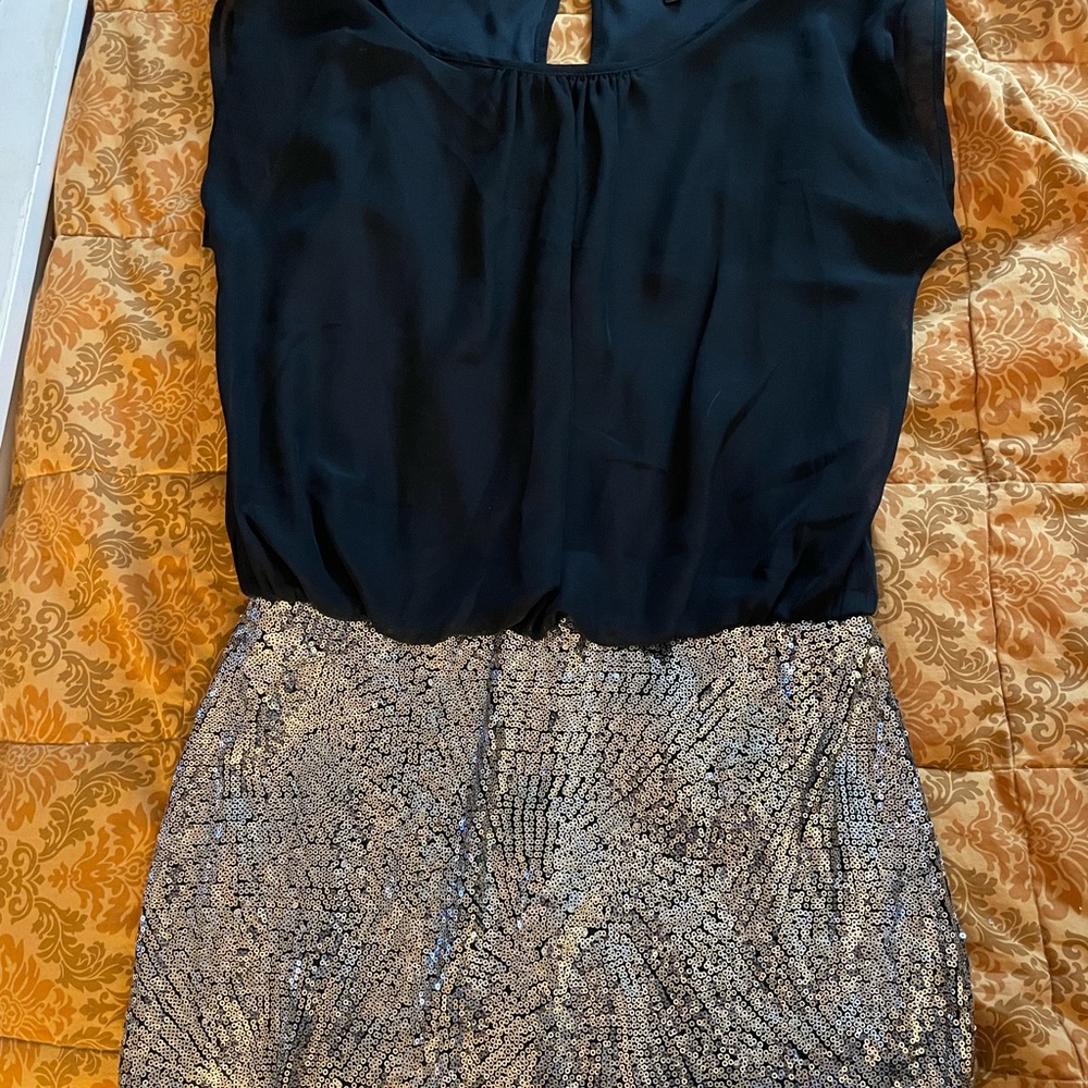 Love Reign Black Dress with silver sequins